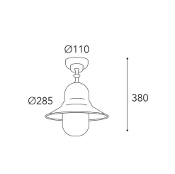 Buiten plafondlamp Campanula 2095, antiek messing, Ø 29 cm IP44