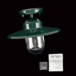 Buiten plafondlamp Edward, groen, Ø 27,5 cm, aluminium/glas