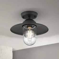 Buiten plafondlamp Edward, antraciet, Ø 27,5 cm, aluminium