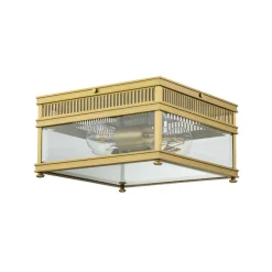 Buiten plafondlamp Holborn, messing geborsteld