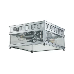 Buiten plafondlamp Holborn hoekig chroom gepolijst