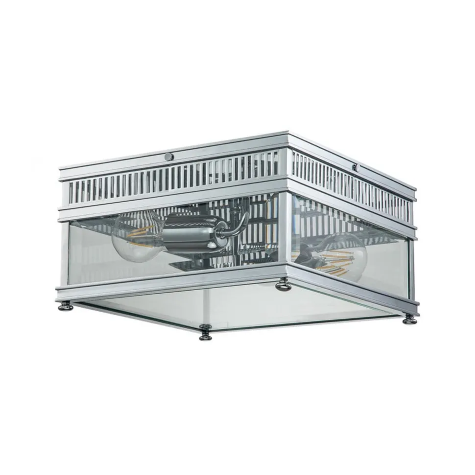 Buiten plafondlamp Holborn hoekig chroom gepolijst