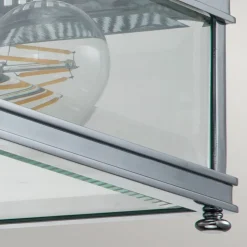 Buiten plafondlamp Holborn hoekig chroom gepolijst