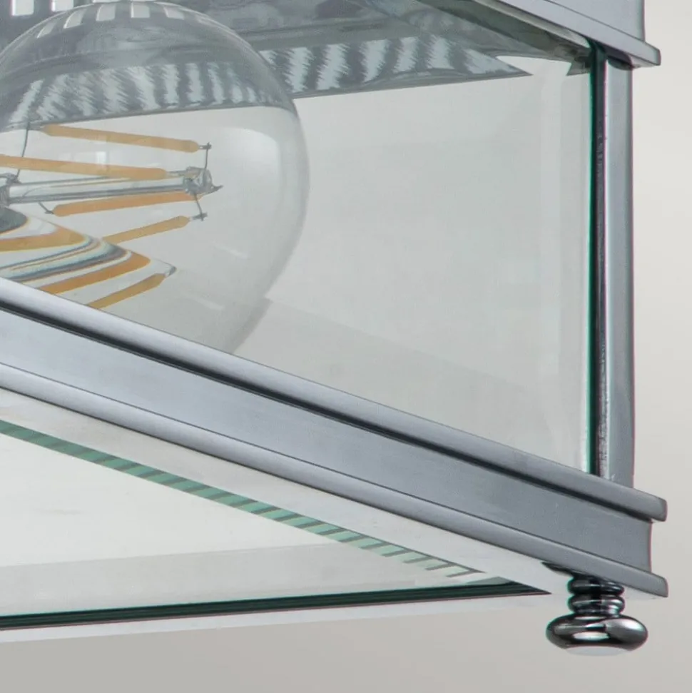 Buiten plafondlamp Holborn hoekig chroom gepolijst