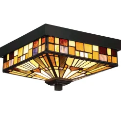 Buiten plafondlamp Inglenook met gekleurd glas