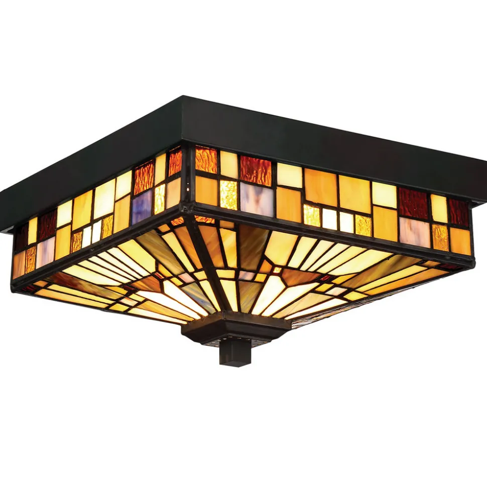 Buiten plafondlamp Inglenook met gekleurd glas