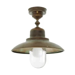 Buiten plafondlamp Turino, IP44, messing, glas, Ø 30 cm
