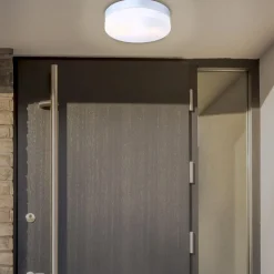 Buiten plafondlamp Vranos, zilverkleurig, Ø 24 cm, aluminium