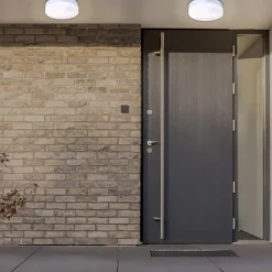 Buiten plafondlamp Vranos, zilverkleurig, Ø 24 cm, aluminium