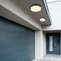 Buiten plafondlamp Vranos, mat zwart, Ø 24 cm, aluminium