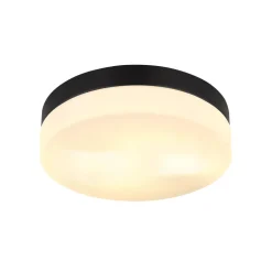 Buiten plafondlamp Vranos, mat zwart, Ø 24 cm, aluminium