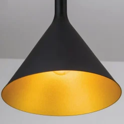 buiten zwart, binnen goud - hanglamp Gunda