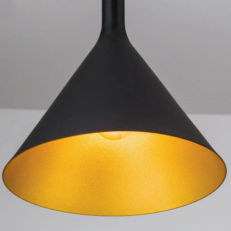 buiten zwart, binnen goud - hanglamp Gunda