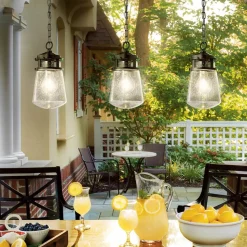 Buitenhanglamp Lyndon met glazen lampenkap