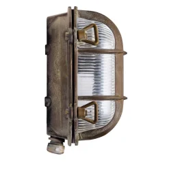 Buitenlamp Tortuga ovaal 17cm messing-ant./helder