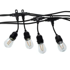 Buitenlichtketting Garlanda, zwart, IP44, 10 m, 10-lamps.