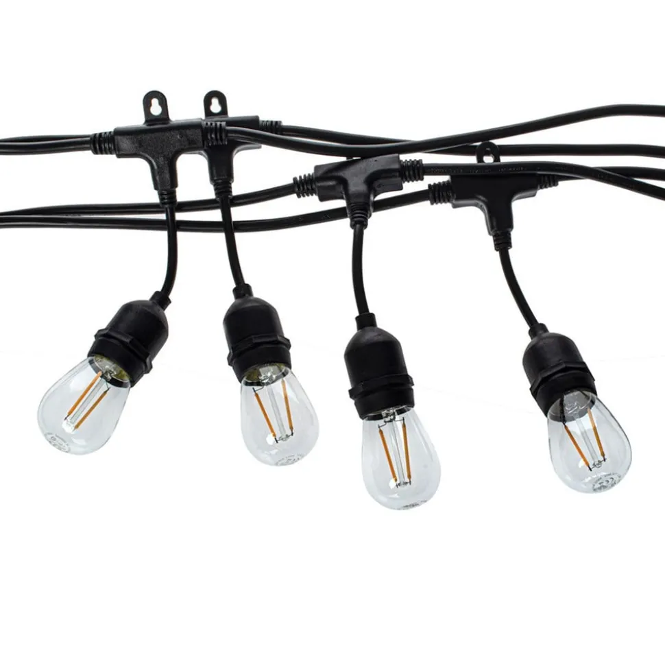 Buitenlichtketting Garlanda, zwart, IP44, 10 m, 10-lamps.