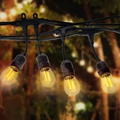 Buitenlichtketting Garlanda, zwart, IP44, 10 m, 10-lamps.