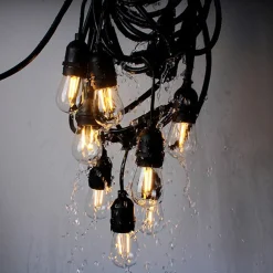 Buitenlichtketting Garlanda, zwart, IP44, 10 m, 10-lamps.