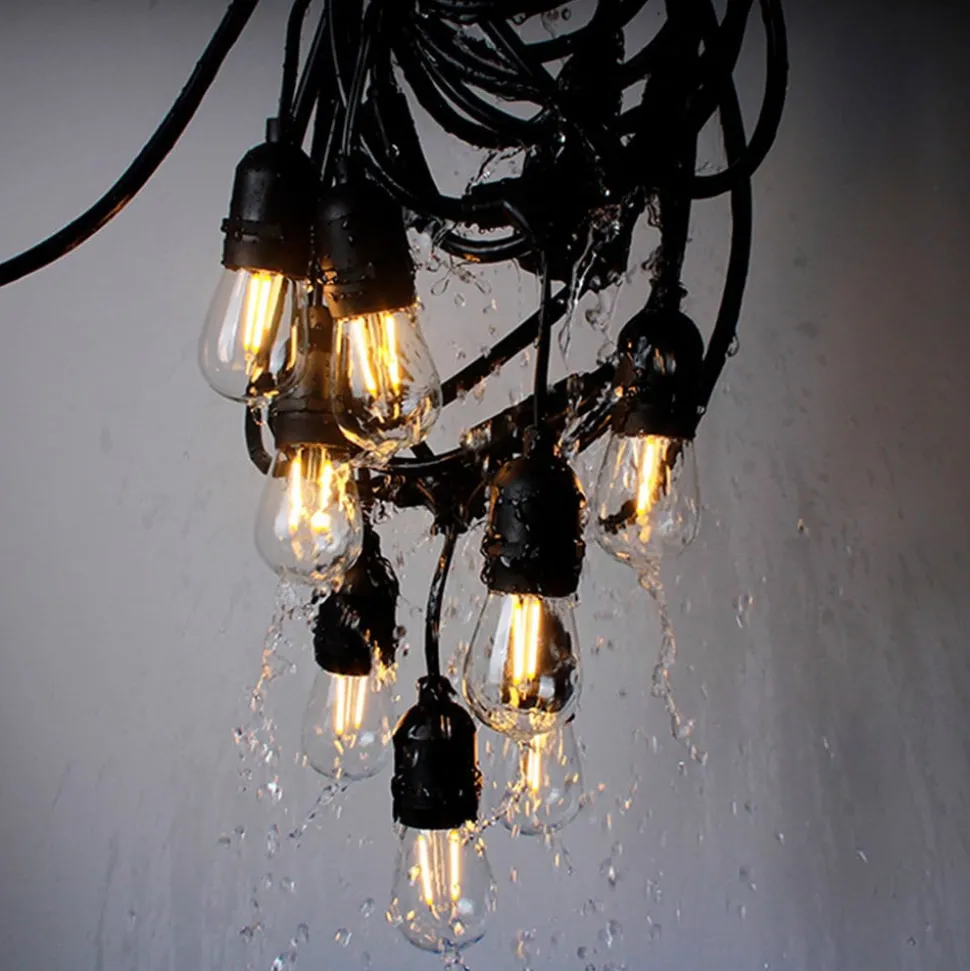 Buitenlichtketting Garlanda, zwart, IP44, 10 m, 10-lamps.