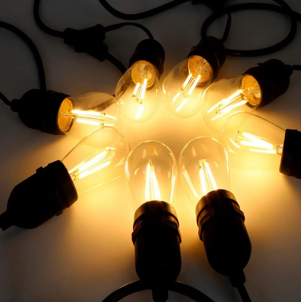 Buitenlichtketting Garlanda, zwart, IP44, 10 m, 10-lamps.