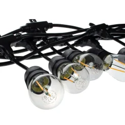 Buitenlichtketting Garlanda, zwart, IP44, 10 m, 10-lamps.
