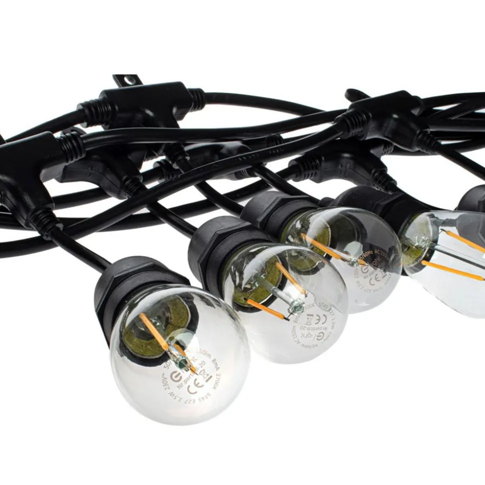 Buitenlichtketting Garlanda, zwart, IP44, 10 m, 10-lamps.