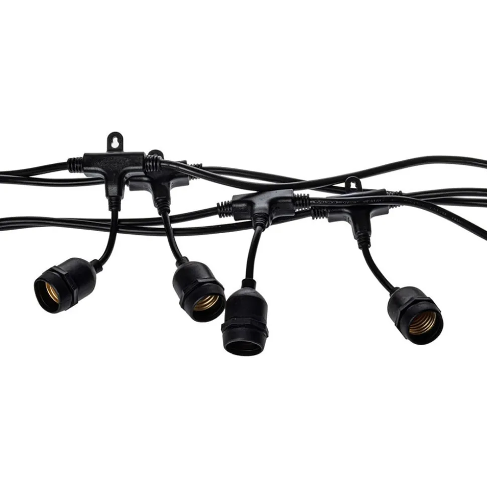 Buitenlichtketting Garlanda, zwart, IP44, 10 m, 10-lamps.