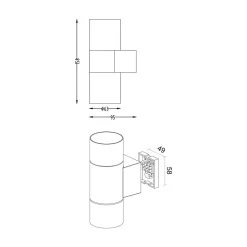 Buitenwandlamp Achernar 2-lamps up/down zwartgrijs