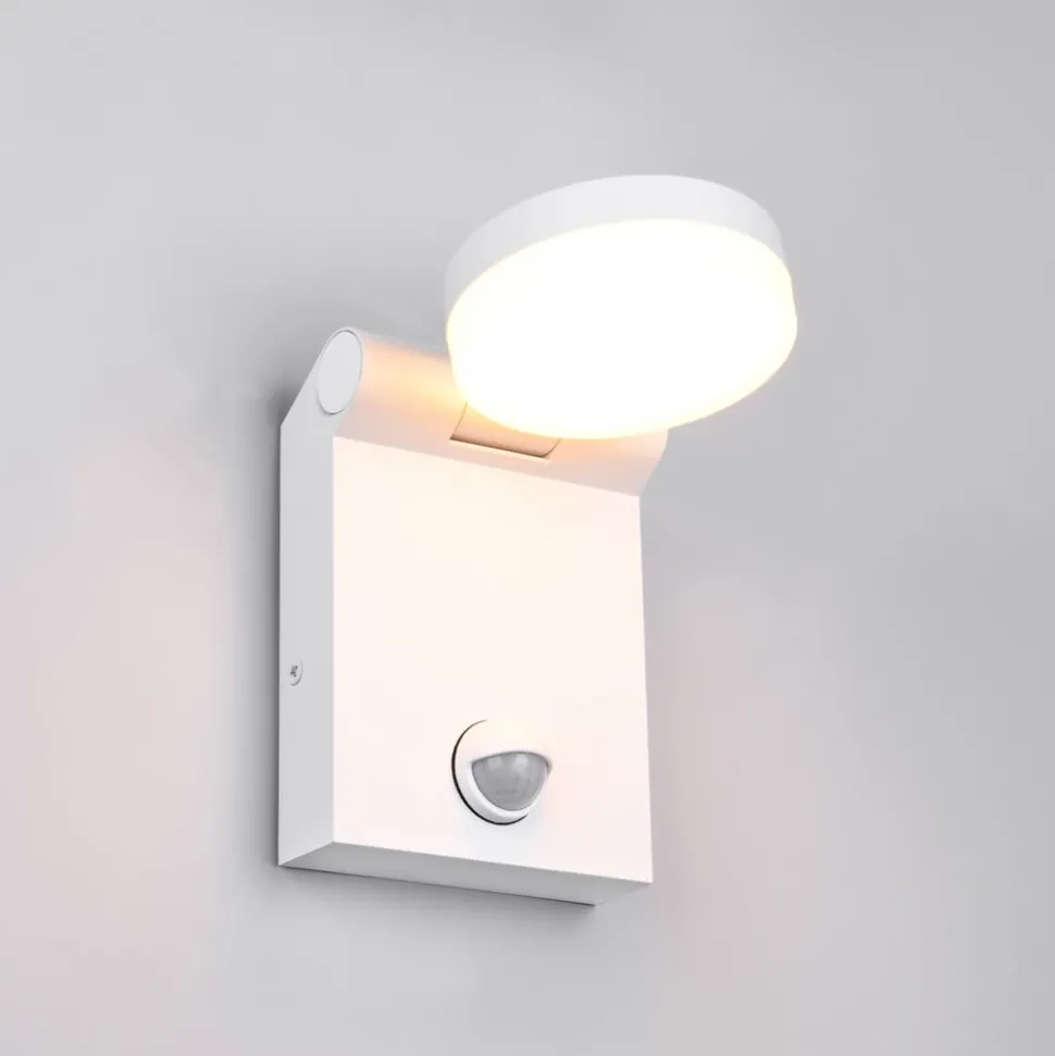 Buitenwandlamp Adour, mat wit, sensor, kantelbaar, CCT