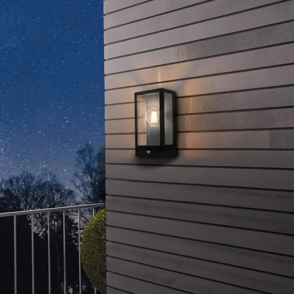 Buitenwandlamp Alamonte met sensor, zwart