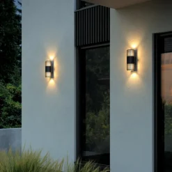 Buitenwandlamp Aludra Double Seaside, aluminium, zwart