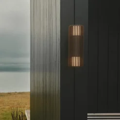 Buitenwandlamp Aludra Double Seaside, aluminium, bruin metallic