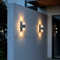 Buitenwandlamp Aludra Double Seaside, aluminium, antraciet