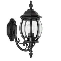 Buitenwandlamp Andrew kristalglas staand zwart