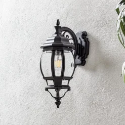 Buitenwandlamp Andrew lantaarn hangend, zwart