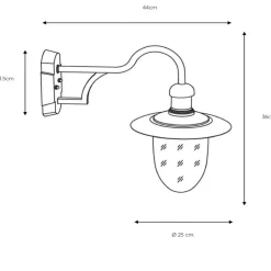 Buitenwandlamp Aruba, Ø 25 cm, zwart