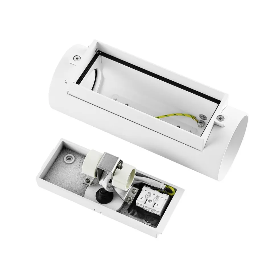 Buitenwandlamp CAN, wit, 2-lamps, Ø 8 cm, IP65, metaal, GU10