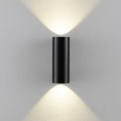 Buitenwandlamp CAN, zwart, 2-lamps, Ø 8 cm IP65 metaal GU10