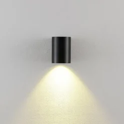 Buitenwandlamp CAN, zwart, 1-lamp, Ø 8 cm IP65 metaal GU10