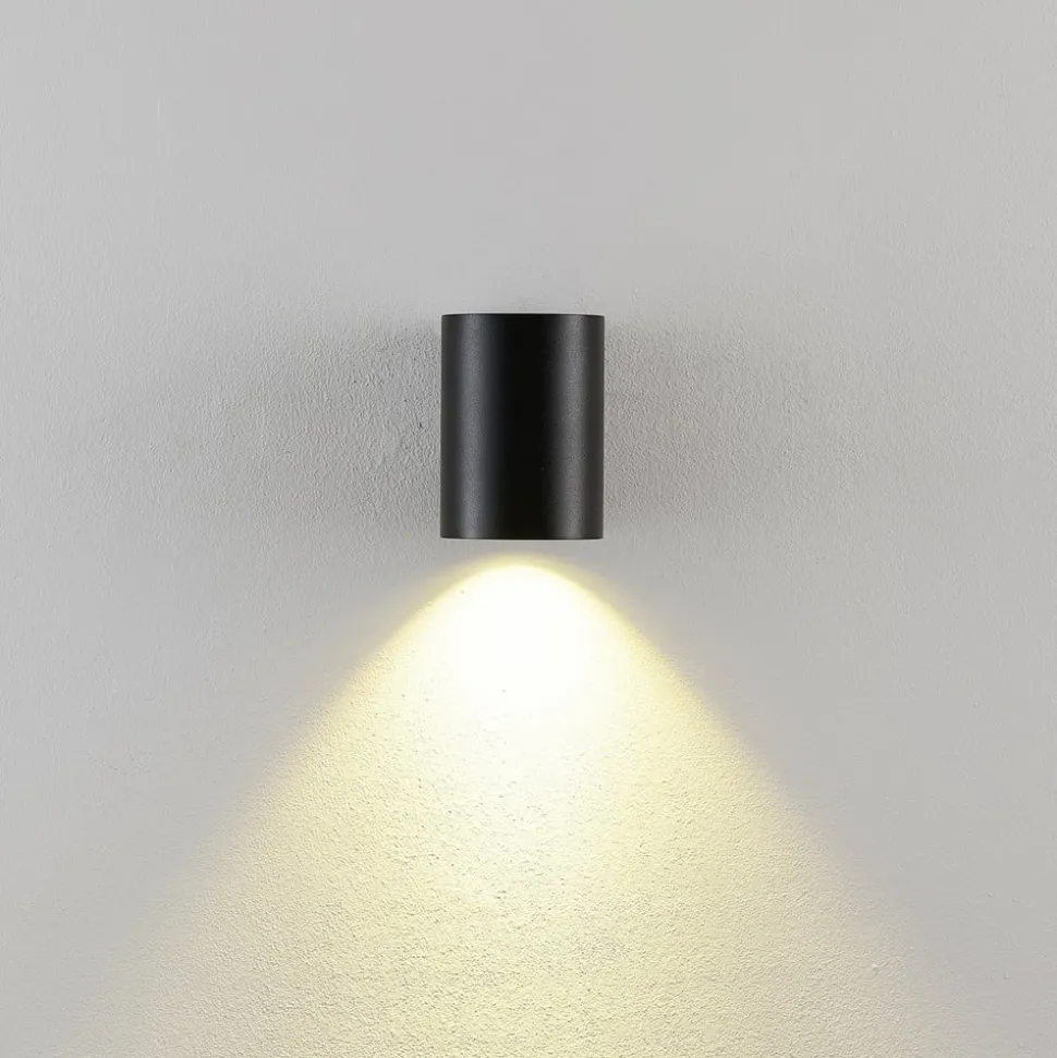 Buitenwandlamp CAN, zwart, 1-lamp, Ø 8 cm IP65 metaal GU10
