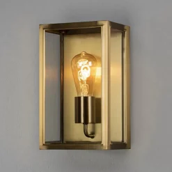 Buitenwandlamp Carpi, messing, breedte 18cm