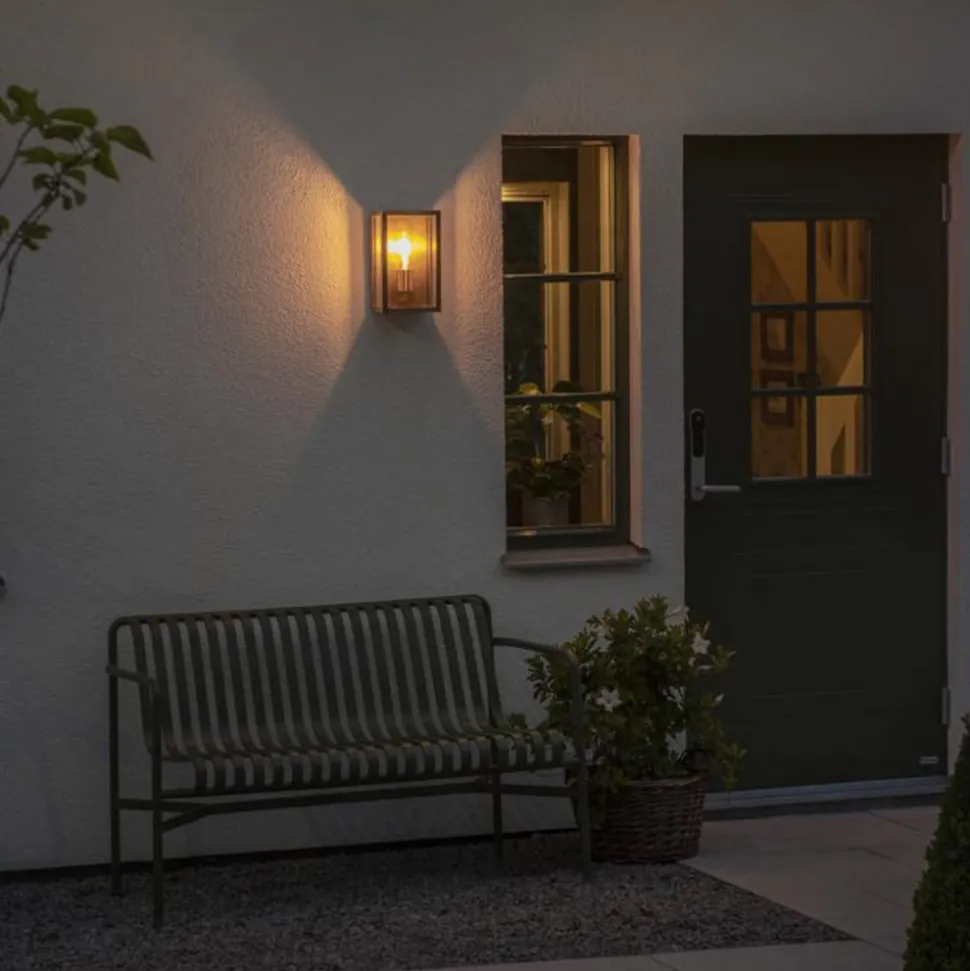 Buitenwandlamp Carpi, messing, breedte 18cm