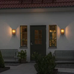 Buitenwandlamp Carpi, messing, breedte 18cm