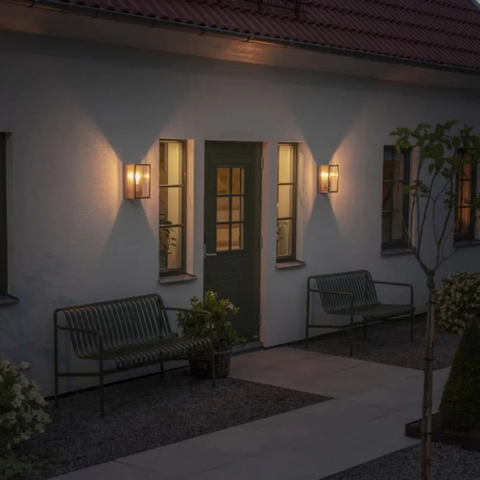 Buitenwandlamp Carpi, messing, breedte 18cm