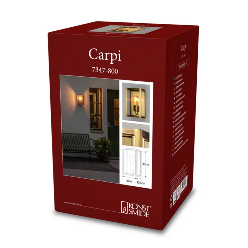 Buitenwandlamp Carpi, messing, breedte 18cm