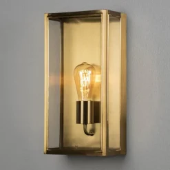 Buitenwandlamp Carpi, messing, breedte 20,5cm