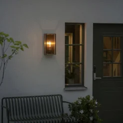 Buitenwandlamp Carpi, messing, breedte 20,5cm