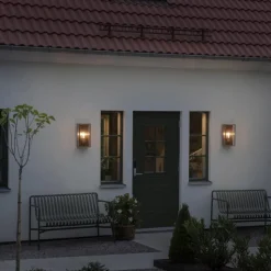 Buitenwandlamp Carpi, messing, breedte 20,5cm