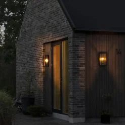 Buitenwandlamp Carpi, zwart, breedte 20,5cm